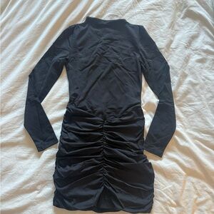 Aritzia Black Long Sleeve Ruched Dress